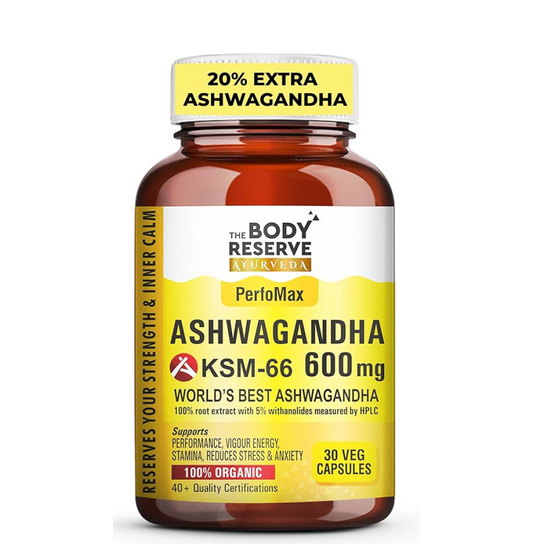 The Body Reserve Ashwagandha KSM66-30 Capsules Ashwagandha KSM 66 for men & Women Supports Stress Management & Muscle Recovery
