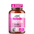 The Body Reserve Biotin 10000mcg 120 Veg Tabs, Biotin Tablets For Hair, Skin & Nails, Hair Vitamins biotin Supplement For Men & Women 4 Monthâ€™s Supply Pack