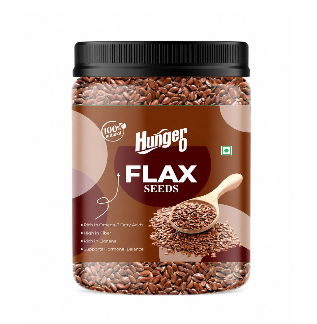 Hunger 0 Flax Seeds 250g | Raw Unroasted Alsi Seeds | Premium Natural Whole Flaxseed Rich in Fiber & Plant Protein | High Omega-3 Source | Healthy Diet Snack for Smoothies, Baking & Daily Nutrition