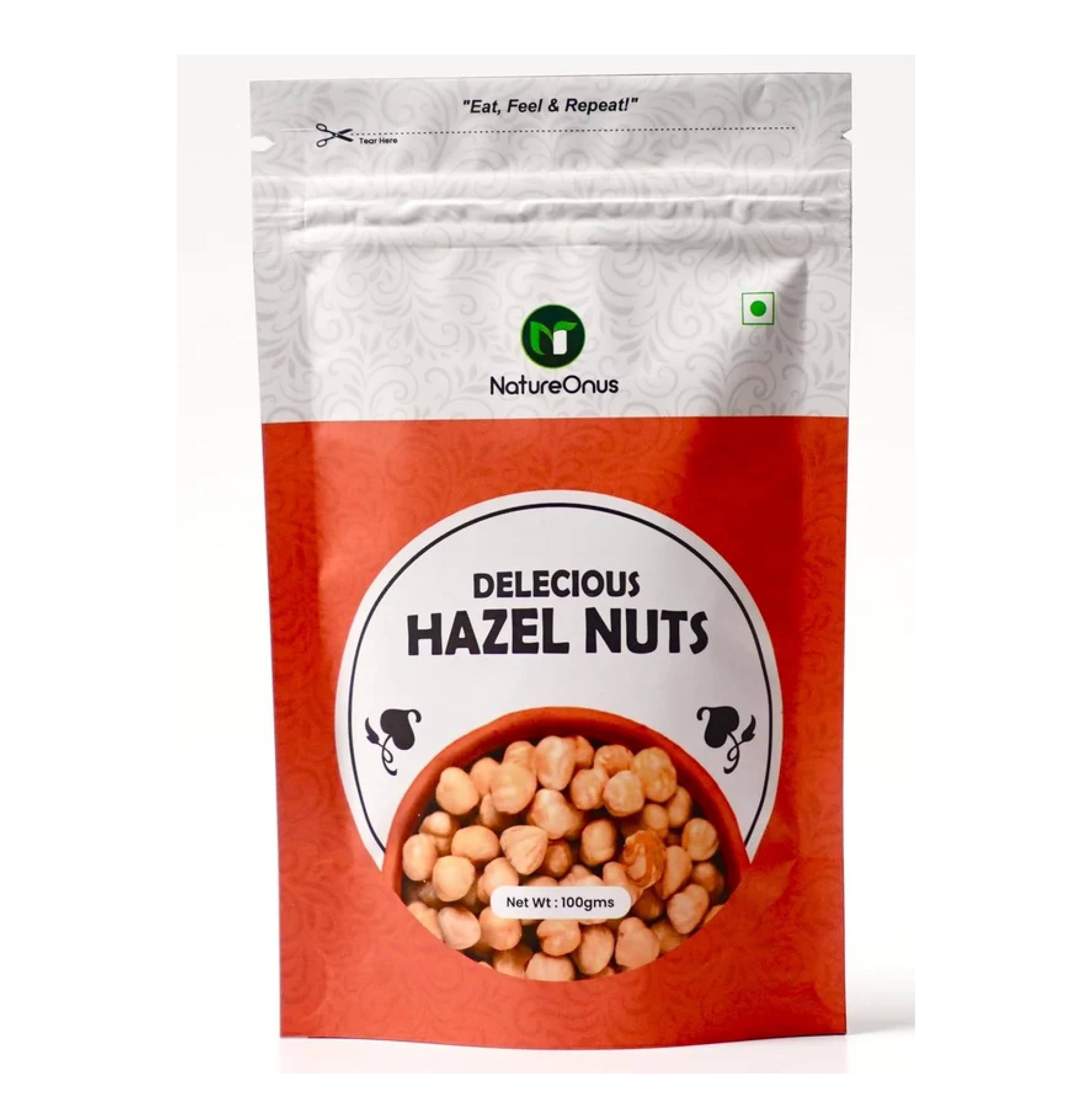 NATUREONUS Premium Hazelnuts 100 Gram | Delicious Hazel Nuts For Eating, Raw & Dehulled For Making Chocolate Spread, Tasty Dry Fruits
