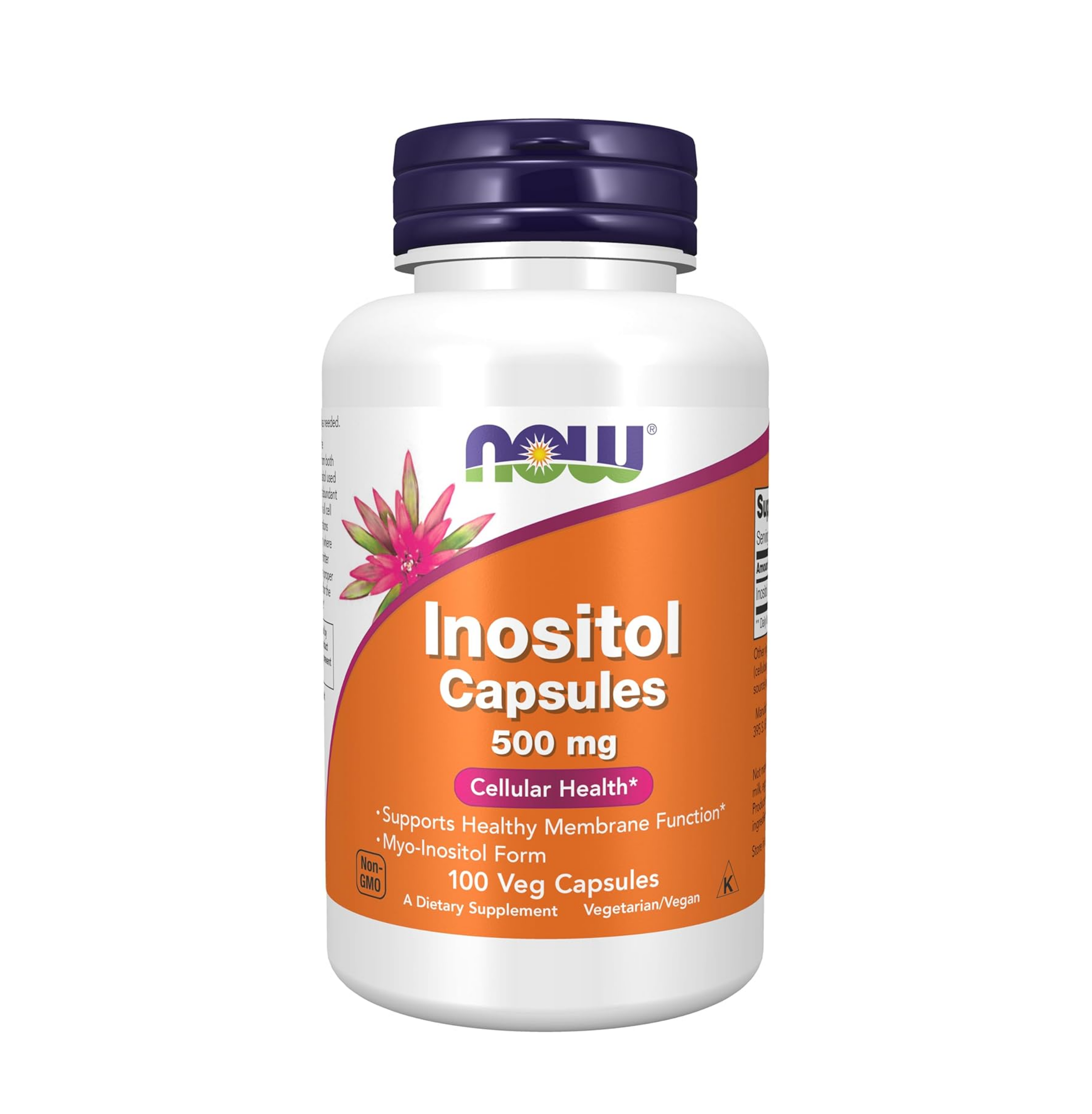 NOW Supplements, Inositol 500 mg, Healthy Membrane Function*, Cellular Health*, 100 Veg Capsules