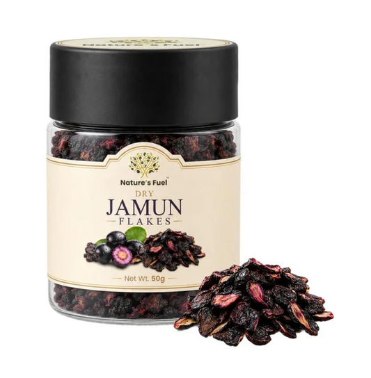 Nature's Fuel Dry Jamun Flakes 50g | 100% Natural Dry Black Plum (Jamun) Fruit Snack | No Added Sugar, No Preservatives