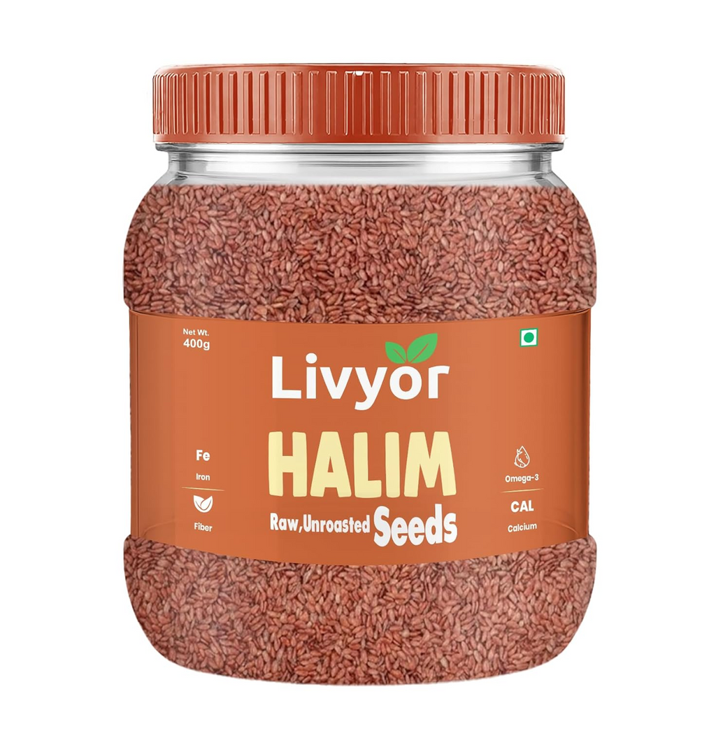 Livyor Premium Halim Seeds for eating - 400 g | Aliv seeds | Garden Cress Seeds | High in Fibre | Helps in hair growth | Rich in Omega 3 | Raw and Natural | Immunity Booster Super food | Pack of 1