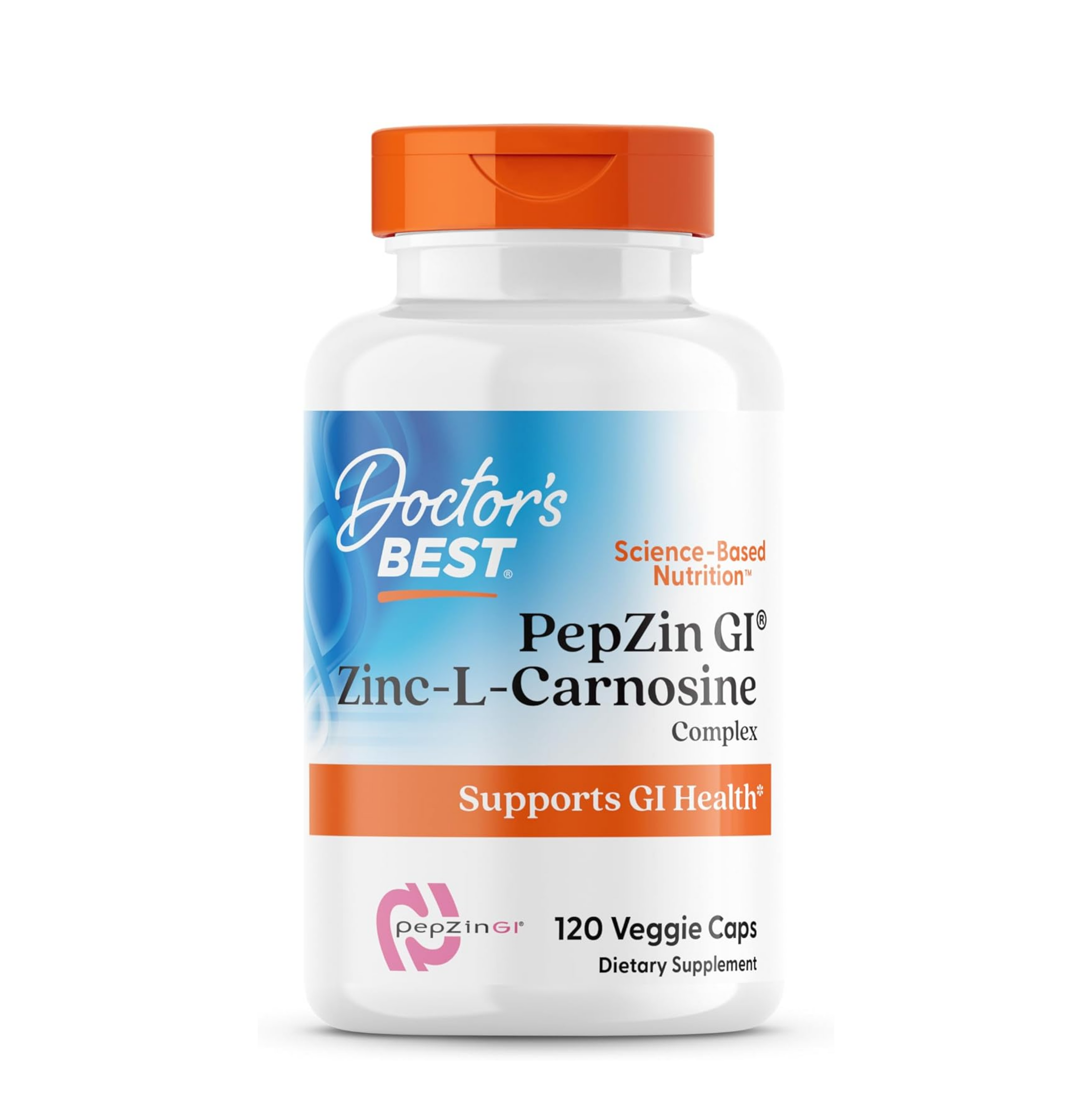 Doctor's Best PepZin GI, Zinc-L-Carnosine Complex for Men & Women - Zinc Carnosine Supplement Caps for Gut Health, Digestive Support, & Stomach Comfort, Vegan, Gluten Free - 120 Veg Capsules