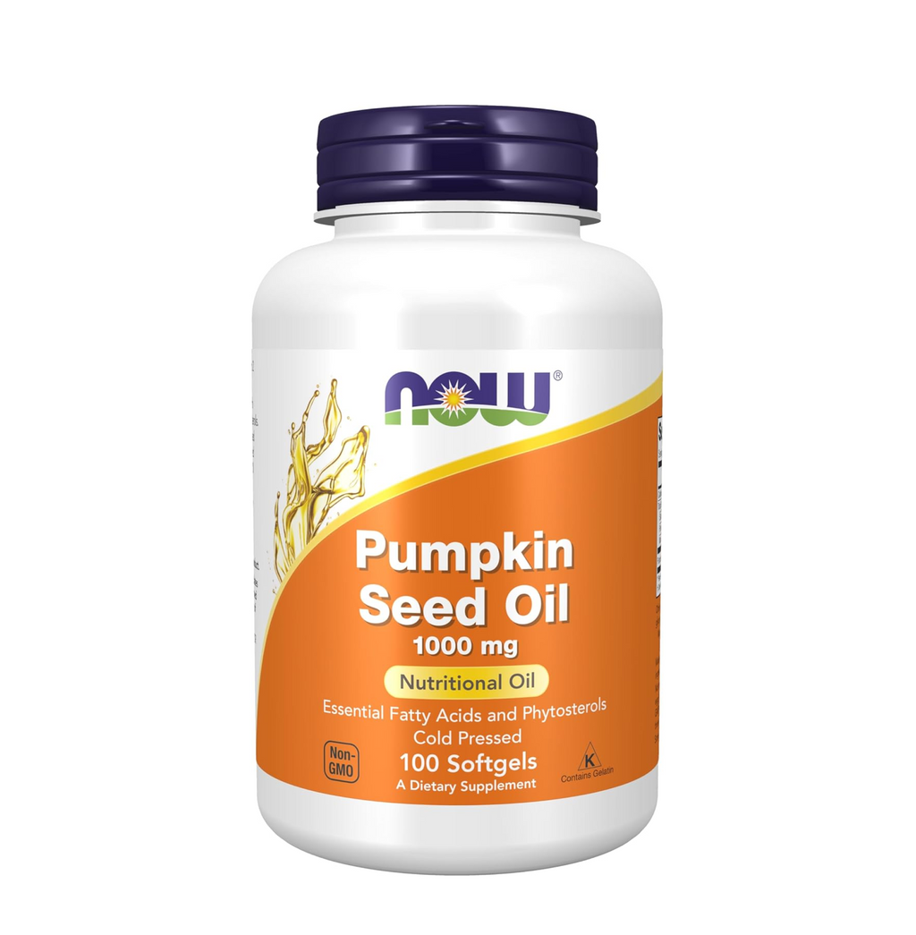 NOW Supplements, Pumpkin Seed Oil 1000 mg with Essential Fatty Acids and Phytosterols, Cold Pressed, 100 Softgels