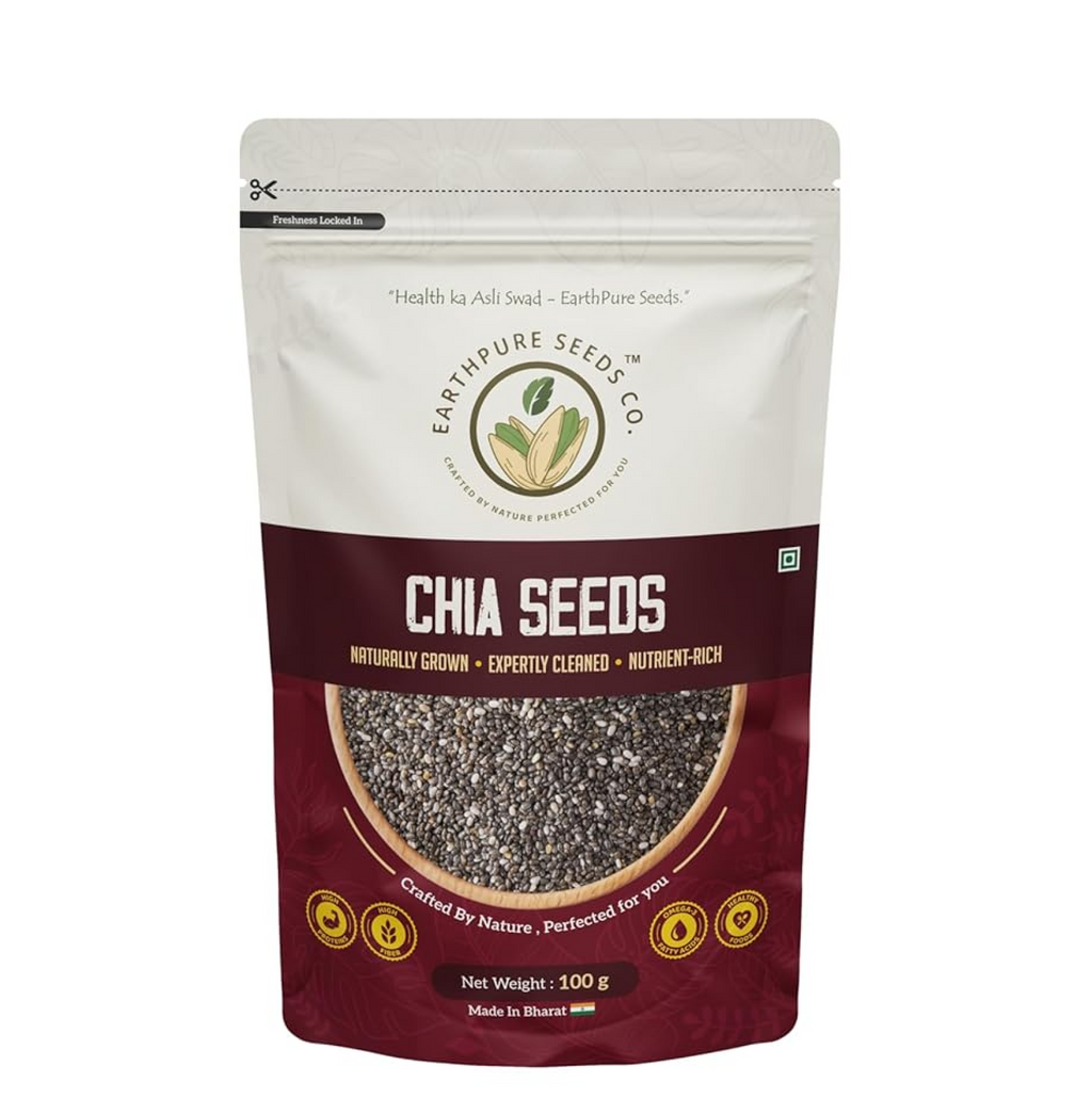 EarthPure Chia Seeds 100g I Seeds for Eating | Seeds for Weight Management | Rich in Calcium, Protein & Fibre