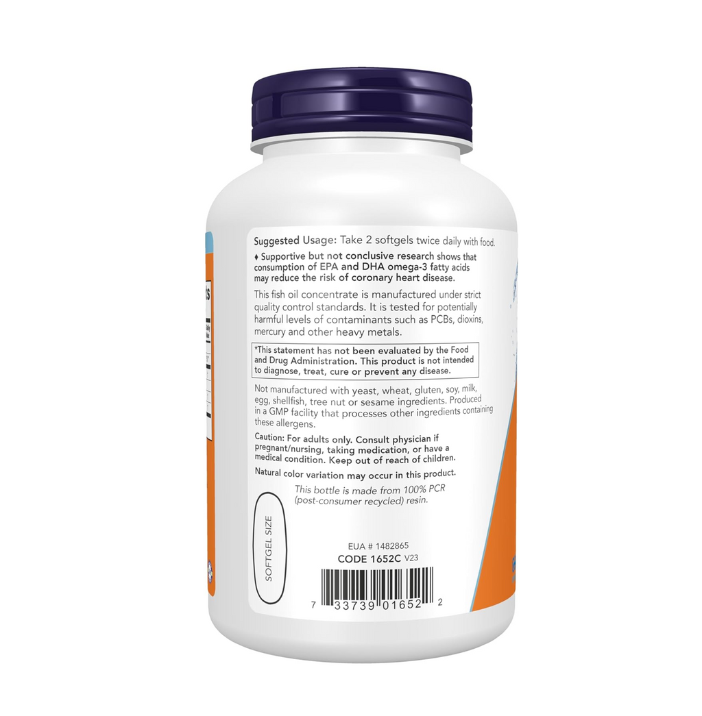 NOW Foods Supplements, Omega-3 180 EPA / 120 DHA, Molecularly Distilled, Cardiovascular Support*, 200 Softgels