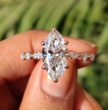 2.5 CT Marquise Moissanite Engagement Ring, 14K Solid Gold Ring, Half Eternity Ring, Six Prong Solitaire Ring For Women, Anniversary Gift