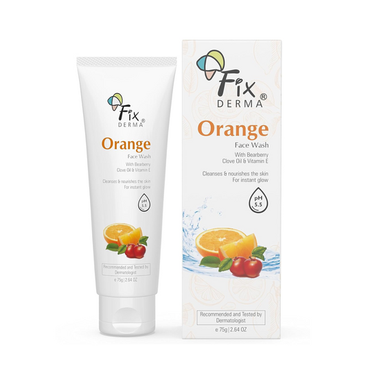 Fixderma Orange Face Wash with Vitamin E & Bearberry for Tan Removal | Face Cleanser for Oily Skin | Face Wash for Women & Men | All Type Skin - 75g