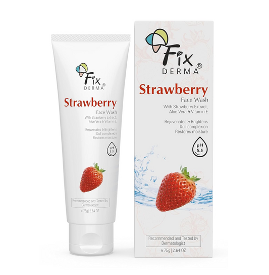 Fixderma Strawberry Face Wash with Vitamin E & Strawberry Extract | Face Wash & Face Cleanser | Face Wash for Oily Skin (All Type Skin) | Face Wash for Women & Men - 75g