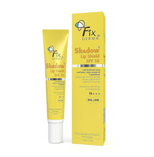 Fixderma Shadow SPF 50 Lip Shield Pa+++ Lip Balm with Cacao Seed Butter & Vitamin E | Prevents Pigmentation & Sun Damage | Lightens Pigmented Lips | Protects Against UVA & UVB Rays - 15gm