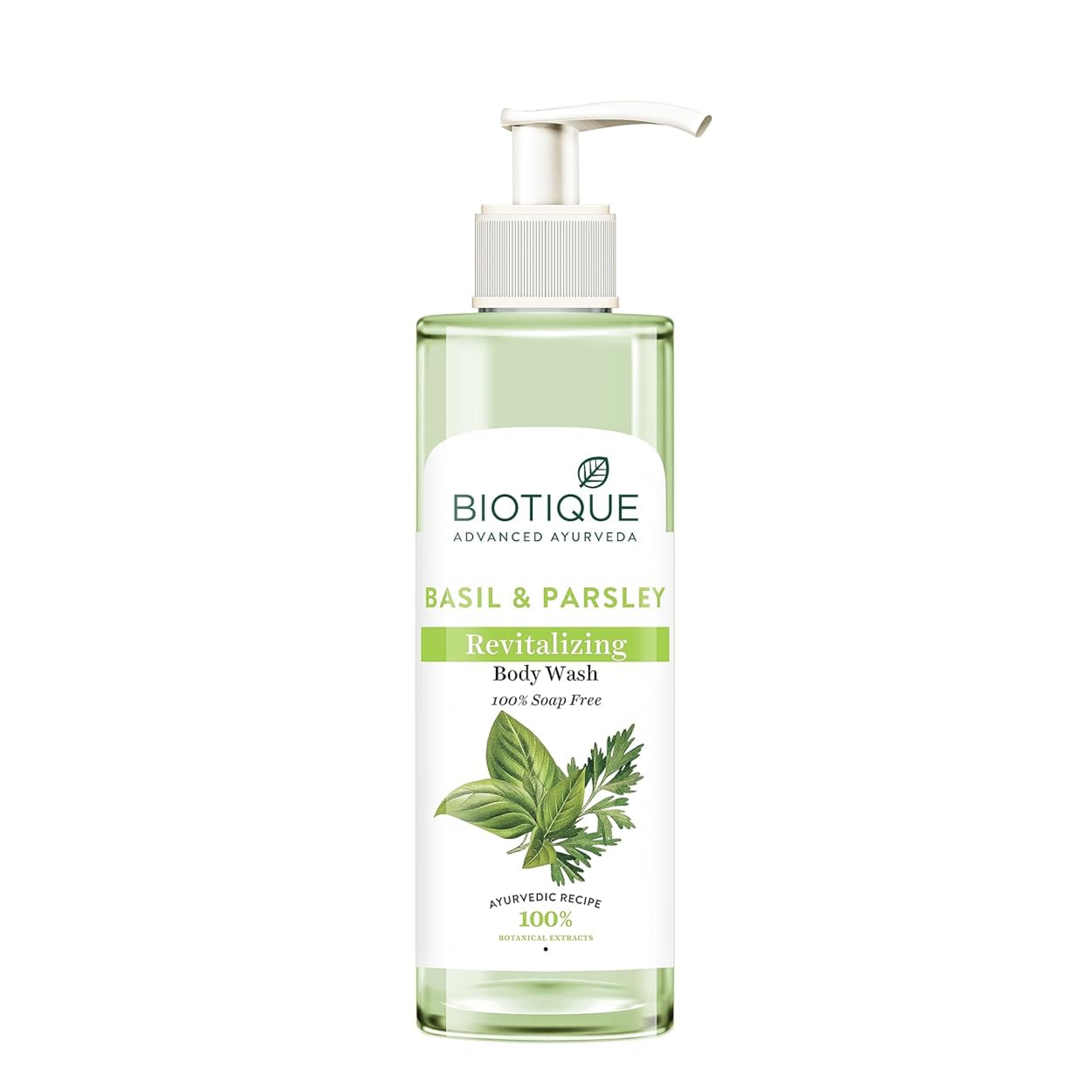 Biotique Basil & Parsley Revitalizing Body Wash | Soften Skin | Provides Natural Brightness | Deeply Cleanses | 100% Botanical Extracts | Suitable for All Skin Types | 200ml