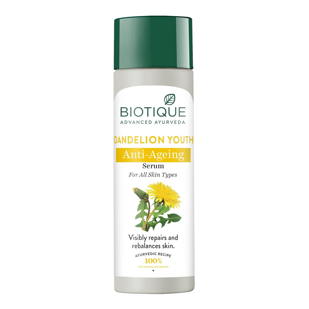 Biotique Dandelion Youth Anti-Ageing Serum| Ayurvedic and Organically Pure| Anti-Ageing Serum for Men & Women| Reduces Fine Lines & Wrinkles |100% Botanical Extracts| All Skin Types | 190ml