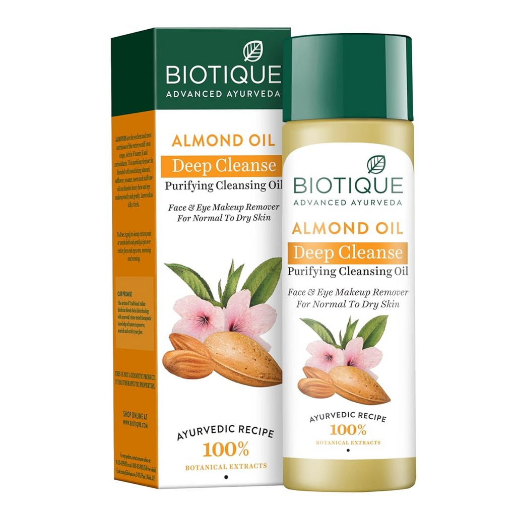 Biotique Almonmd Oil Deep Cleanse Purifying Cleansing Oil Face & Eye Makeup Remover For Normal to Dr