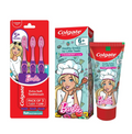 Colgate Kids Barbie Toothbrush, Extra Soft with Tongue Cleaner (Pack of 3) & Colgate Kid's Barbie 80g Anticavity Toothpaste -Strawberry Flavour for Cavity Protection, Enamel Protection COMBO