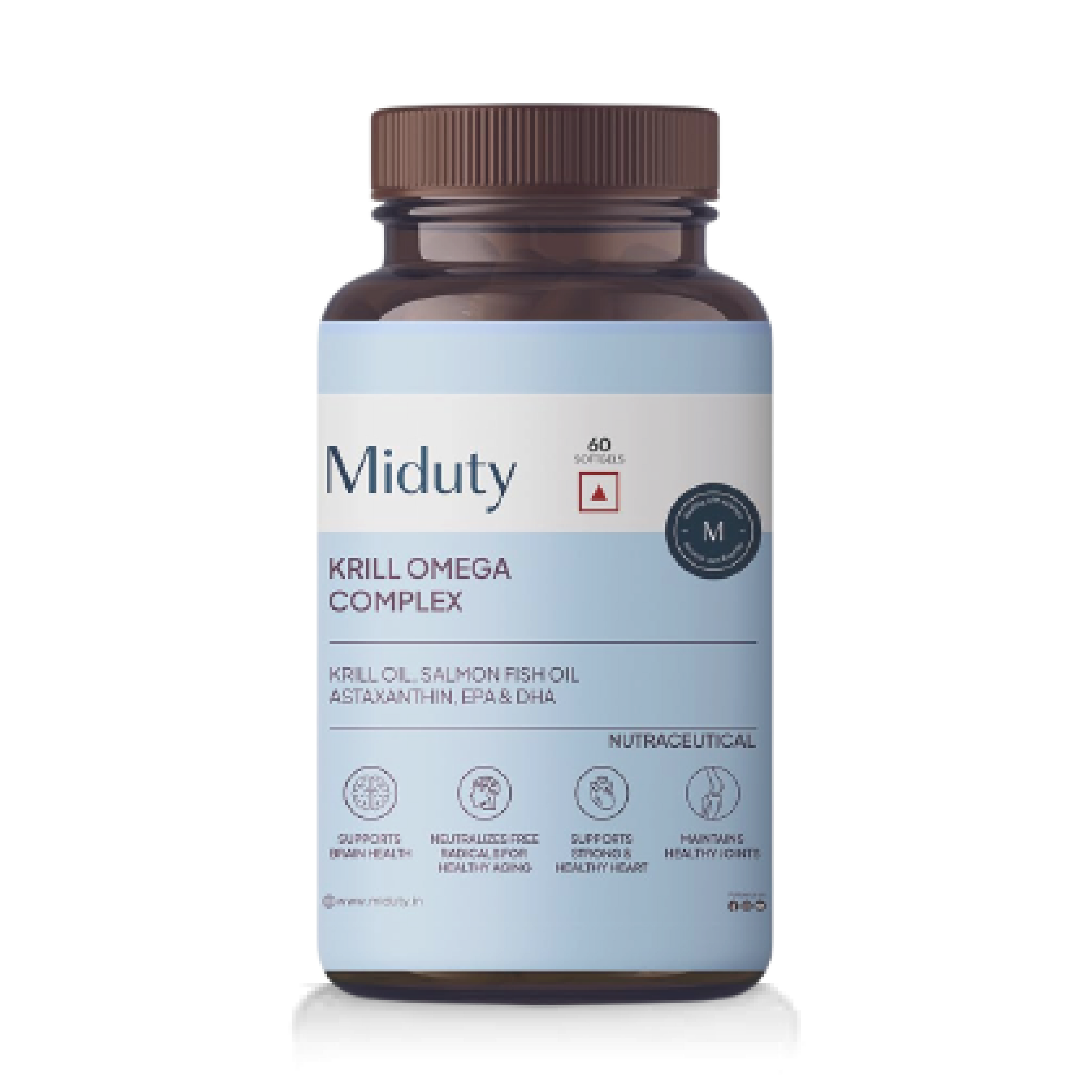 Miduty Palak Notes Antarctic Fish Krill Oil - Triple Strength Omega 3 Capsule With Astaxanthin- Antioxidant - EPA & DHA - For Joints - Heart - Liver Krill Omega 3 Supplement 60 Softgel