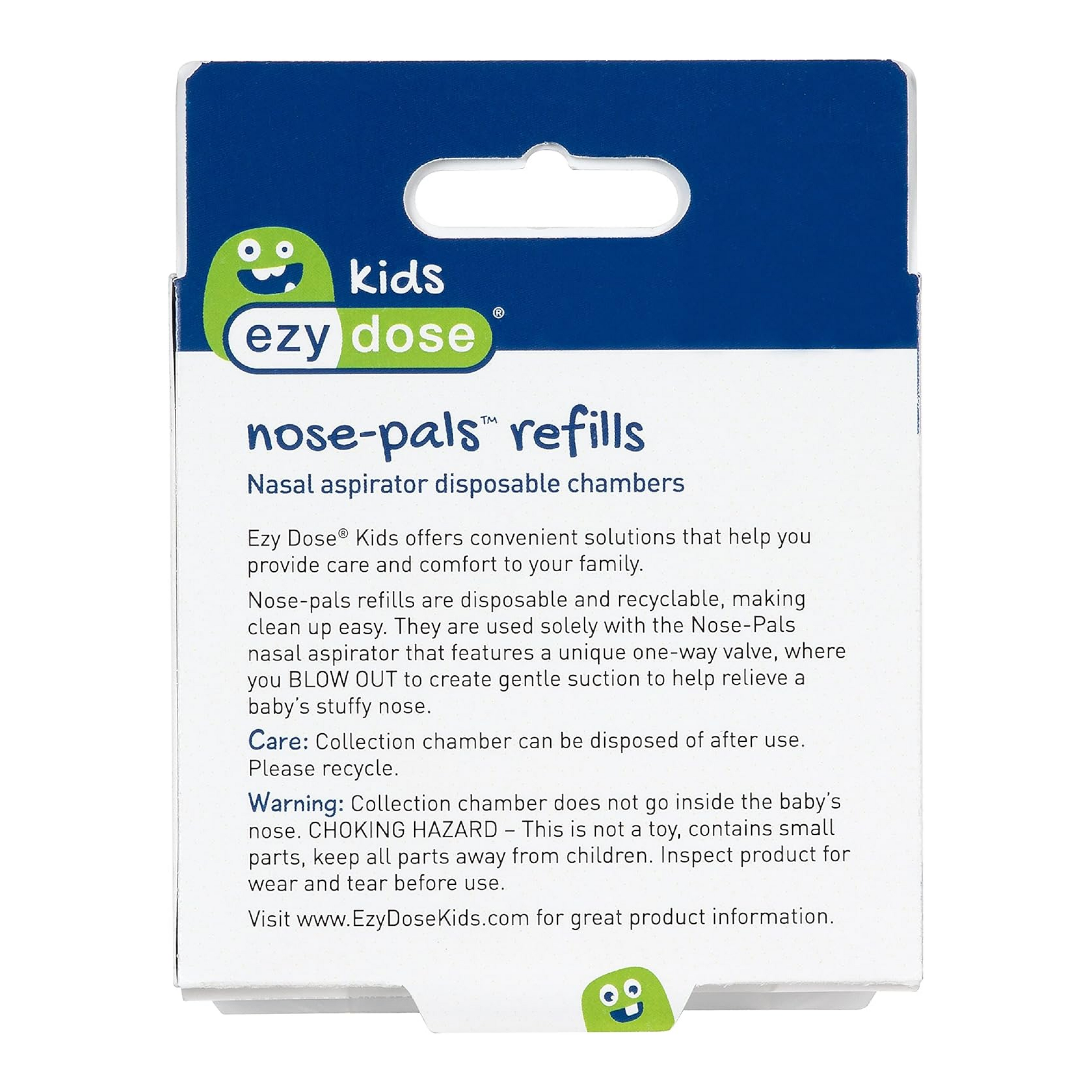 Ezy Dose Kids Nasal Aspirator Storage Refills, Sinus Relief and Mucus Sucker for Baby and Toddler, Nose-Pals, Convenient and Easy to Use, Disposable Chambers, BPA Free
