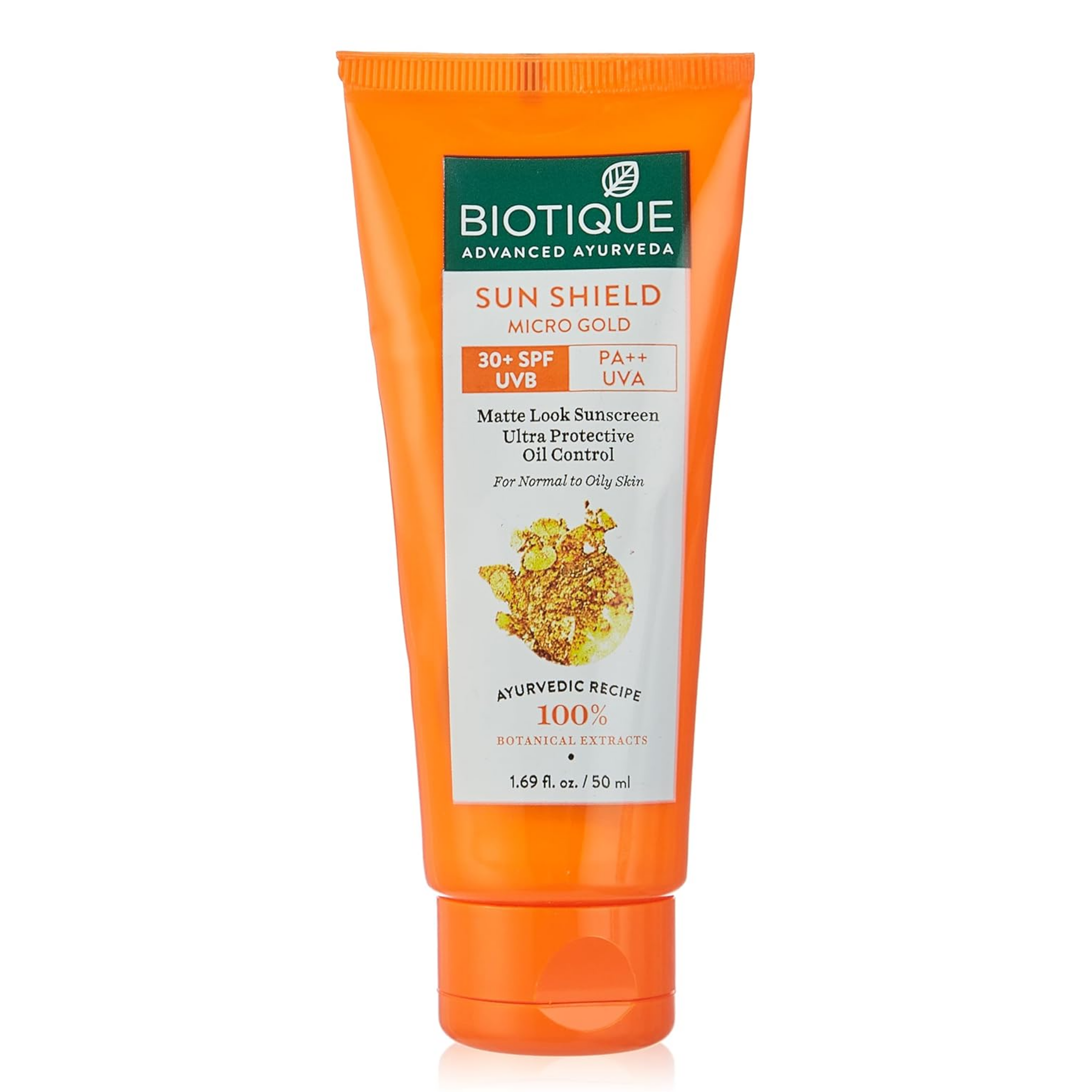 Biotique Sun Shield Micro Gold 30+Spf Matte Cream Sunscreen Ulra Protective Oil Control For Normal Skin, 50Ml, Pack Of 1