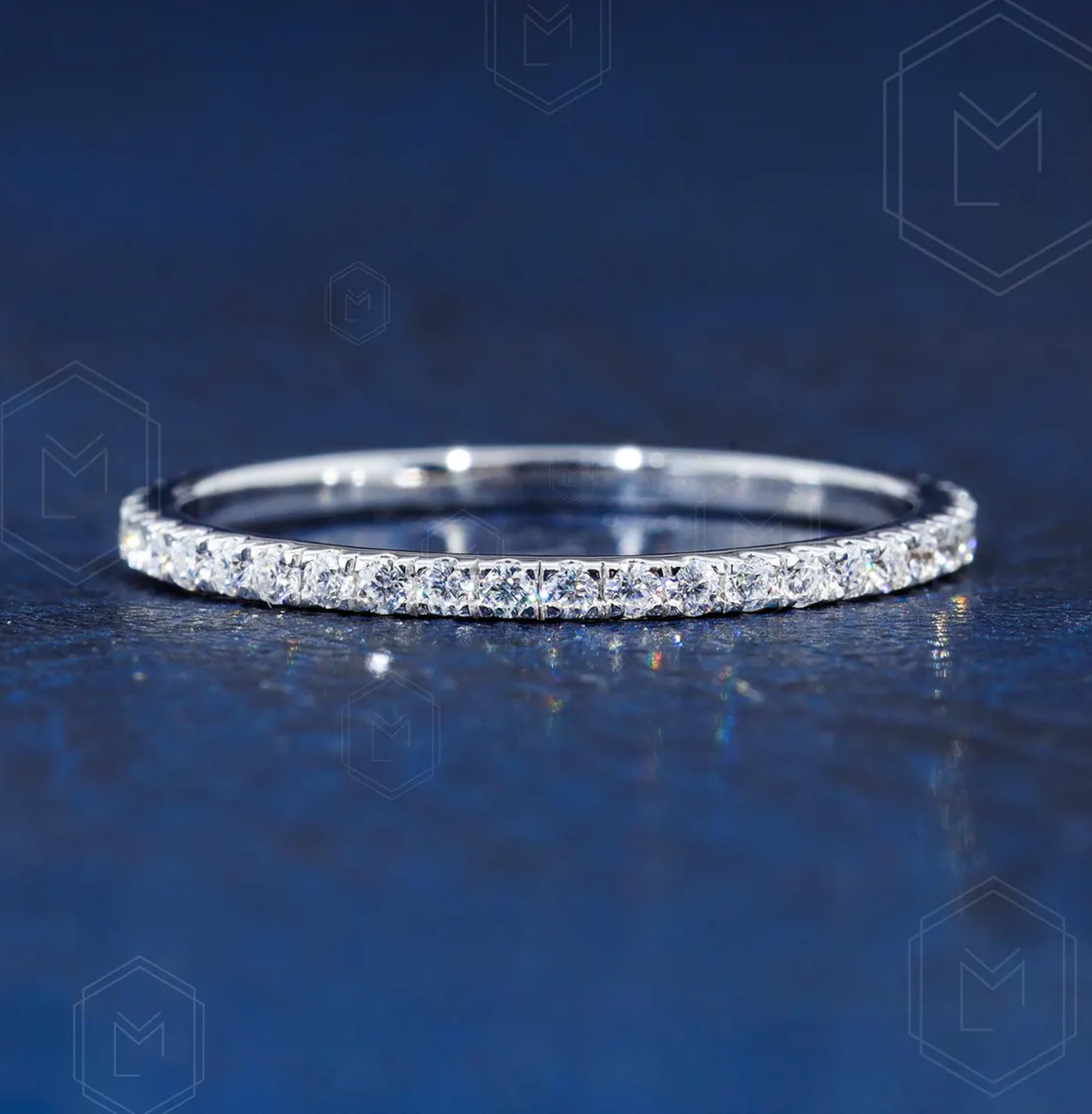 1.3MM Full Eternity Band Moissanite Wedding Band White Gold Band 14K gold Band Anniversary Band Matching Band, wedding gifts
