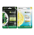 Garnier Bright Complete Anti Pimple Sheet Mask & Garnier Skin Naturals, Face Mask, Hydrating & Detoxifying, Black Serum Mask Pure Charcoal, 1 pc, 28gg