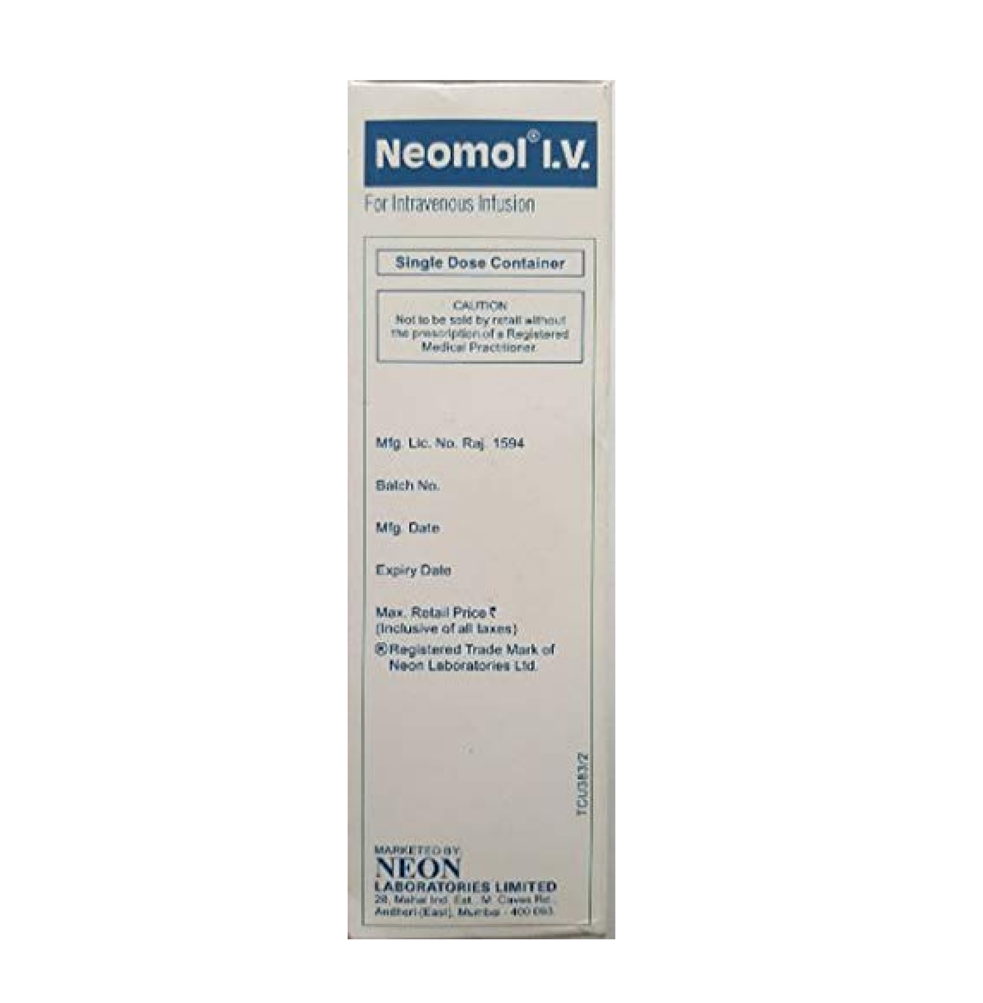 Neomol 1000mg - Bottle of 100ml Infusion