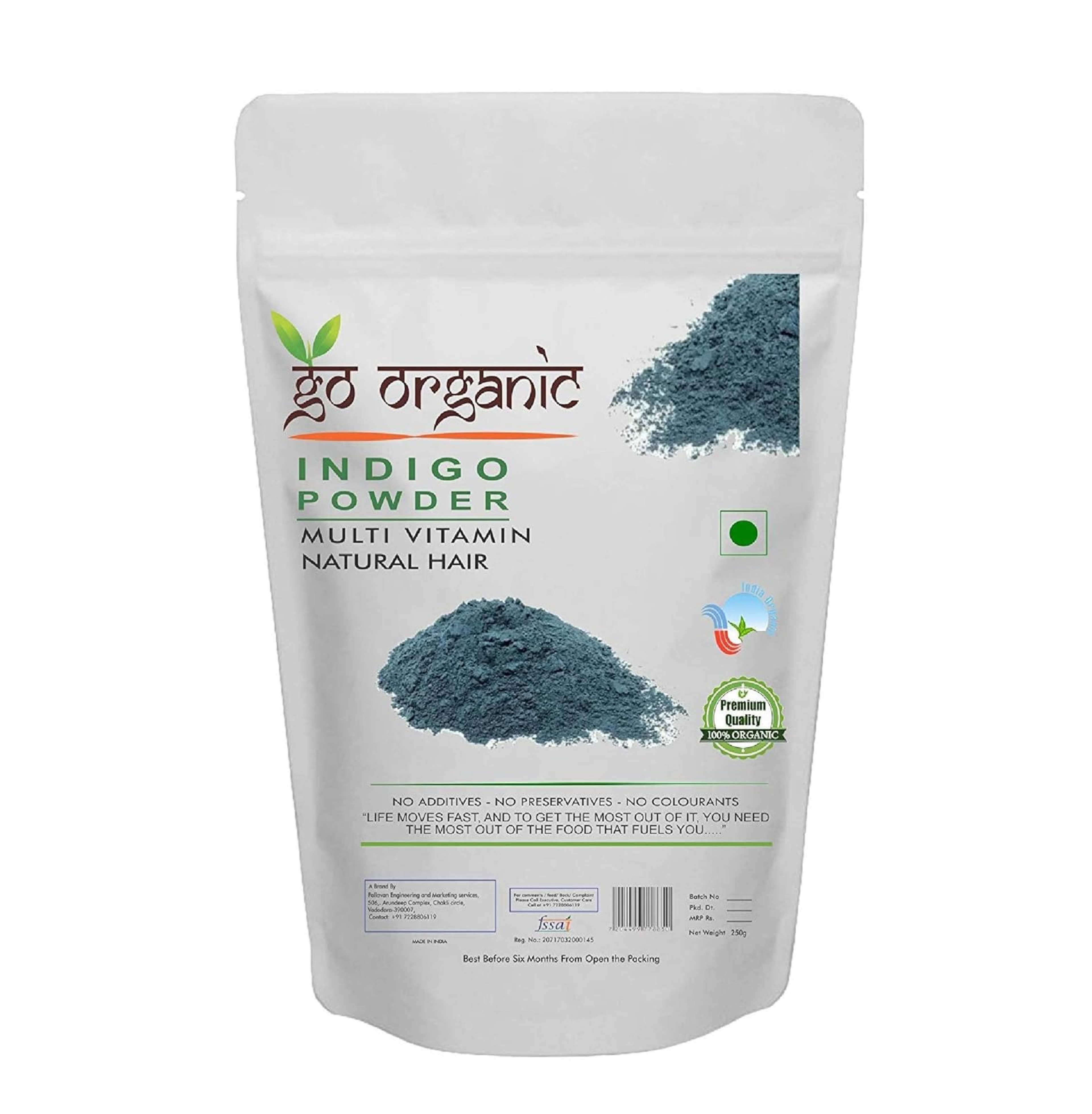 Go Organic Pure & Natural Organic Indian Indigo Powder for Hair Care & Hair Growth, 150gm