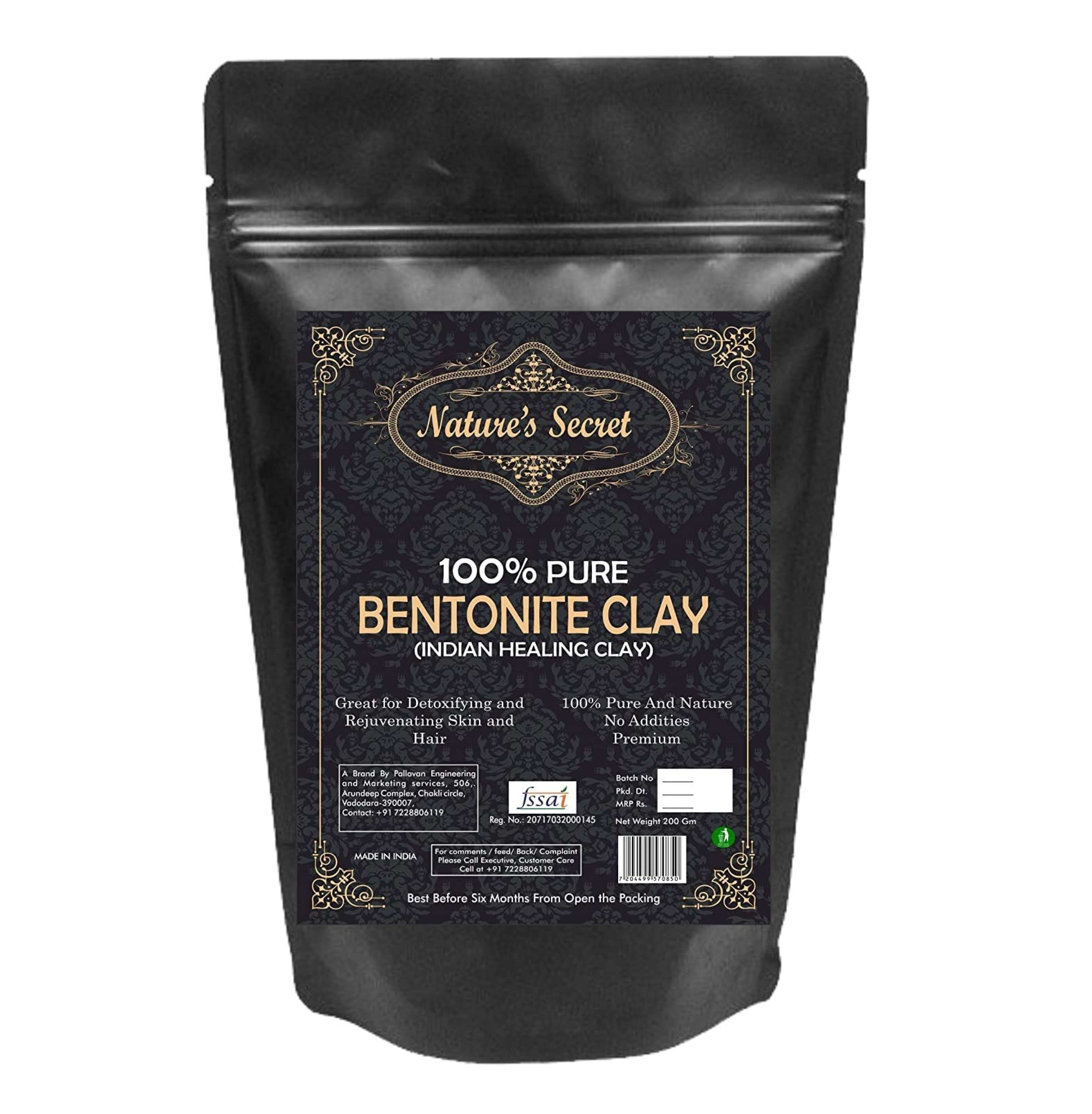 Nature's Secret White Light Kaolin Clay Powder for Skin Face Mask, White, 300 g