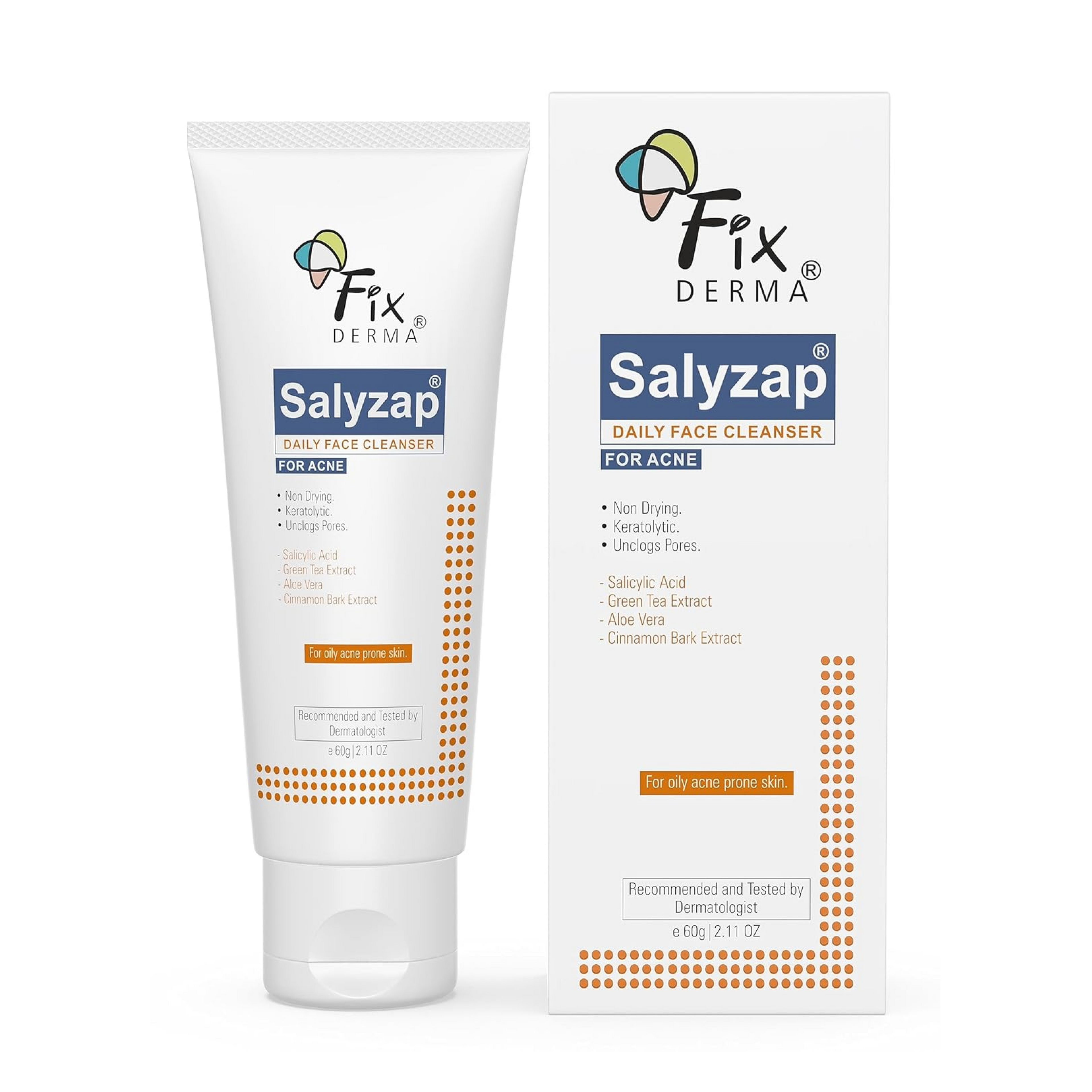 Fixderma 2% Salicylic Acid Face Wash for Oily Skin | Sulphate Free | Face Cleanser for Acne or Pimples | Acne Clearing Face Wash for Men & Women - 60 ML