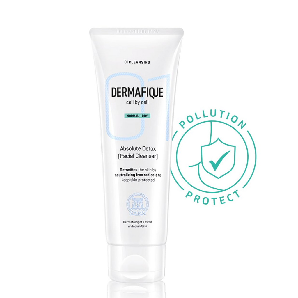 Dermafique Absolute Detox Facial Cleanser â€“ 100ml, with Bio-Active Cellulose Beads, Face Wash Enriched with Vitamin E & Pomegranate Extracts | Soap, Paraben & Alcohol Free | Dermatologist Tested Face Cleanser
