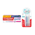 Colgate Gentle Enamel Ultra Soft Bristles Manual Toothbrush For Adults, 4 Pcs & Sensitive Everyday Protection Toothpaste, Twin Pack Of 160G (80G X 2), Assorted