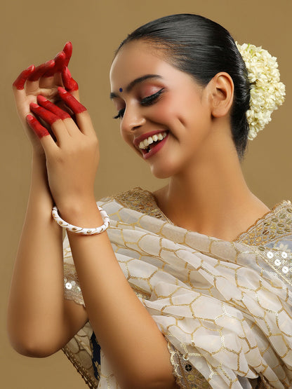Ruby Raang White Traditional Bangle