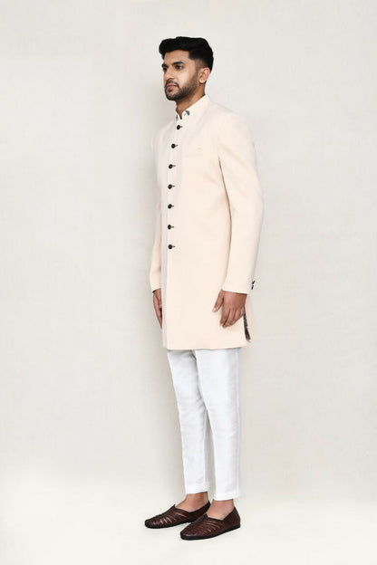Joban Fashion Cream Colored Terry Rayon Fabric Indo Western With Straight Fit Pant
