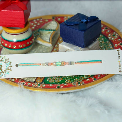 Indianvibez Ad Pink/Green Stone Pendant Design Rakhi