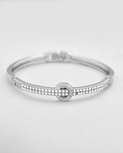VOJ Silver Plated AD Crystals Studed Bracelet