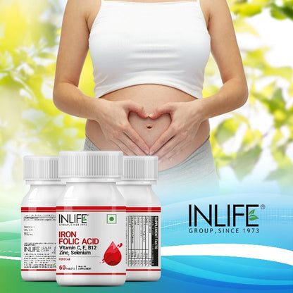 INLIFE  Chelated Iron Folic Acid Supplement - 60 tabs