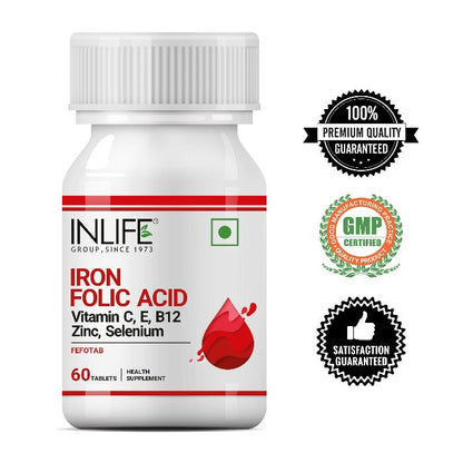 INLIFE  Chelated Iron Folic Acid Supplement - 60 tabs