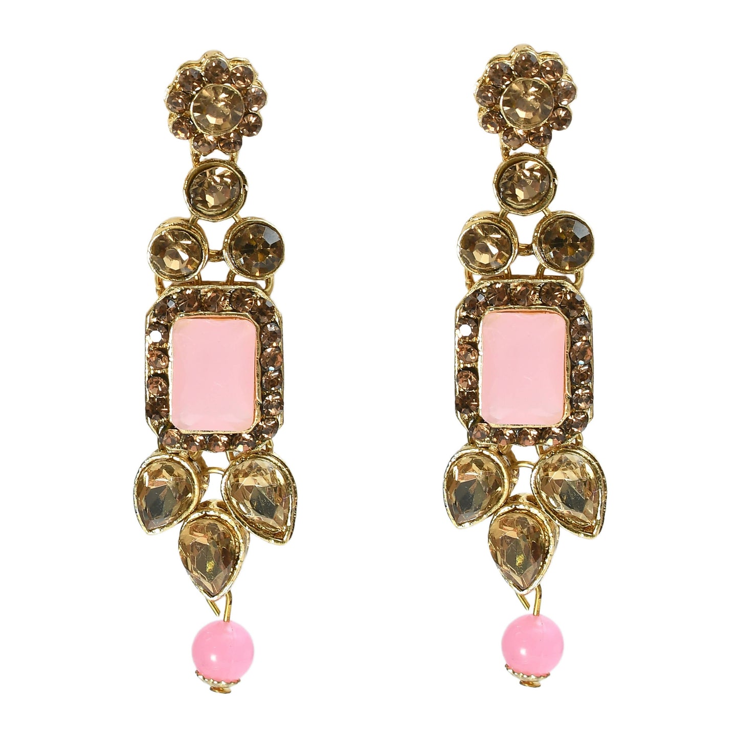 Mominos Fashion Johar Kamal Gold-Polished Brass Finish Kundan/Stone Choker For Women (Baby Pink)