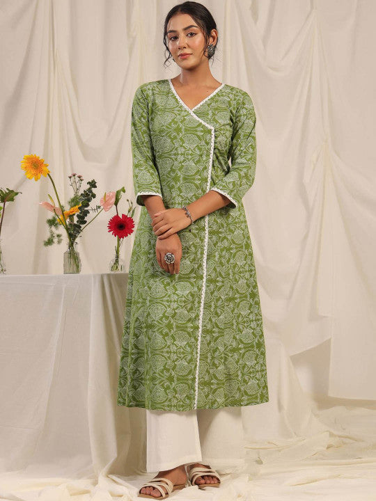 Anayna Women Floral Embroidered Chikankari Anarkali Kurta