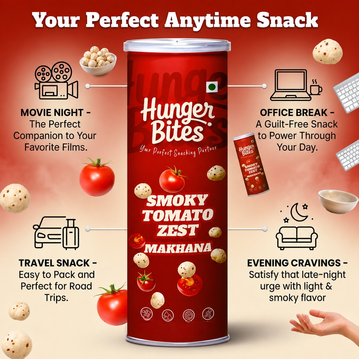 Hunger Bites Smoky Tomato Zest Makhana