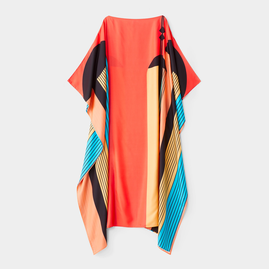 Soft Satin Silk Kaftan, Digital Printed Women's Caftan