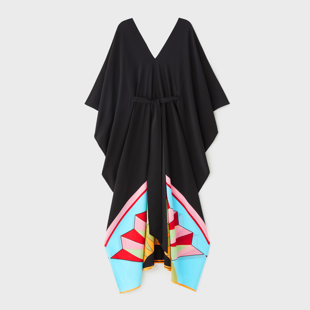 Black Chelsea Georgette Women's Long Kaftan