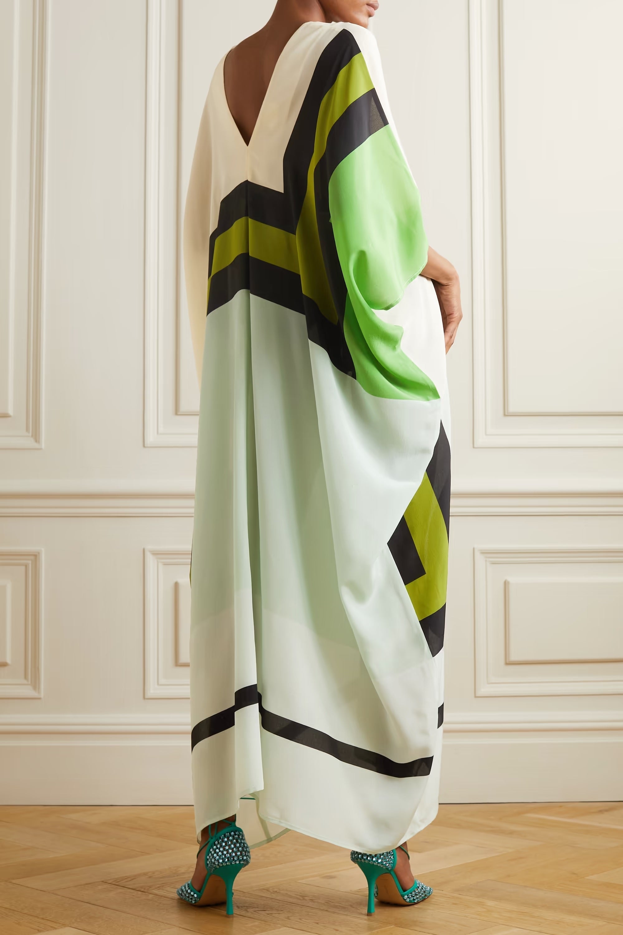 Fancy Caftan, Silk Crepe Long Kaftan For Women's