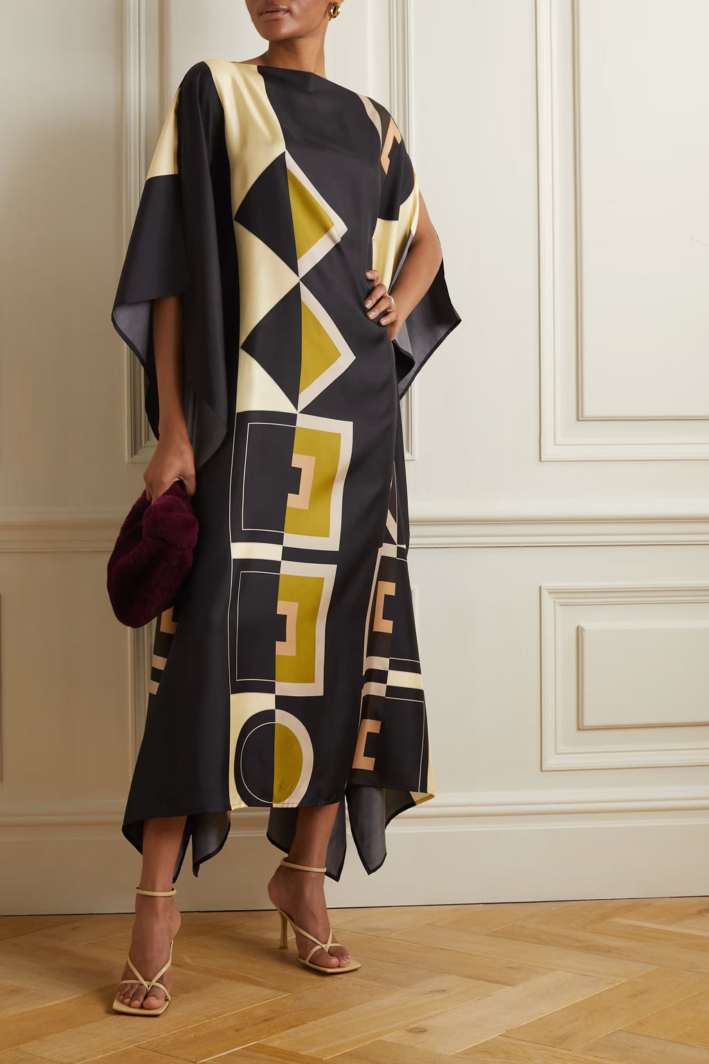 Satin Silk Printed Caftan, Beach Wear Women's Kaftan