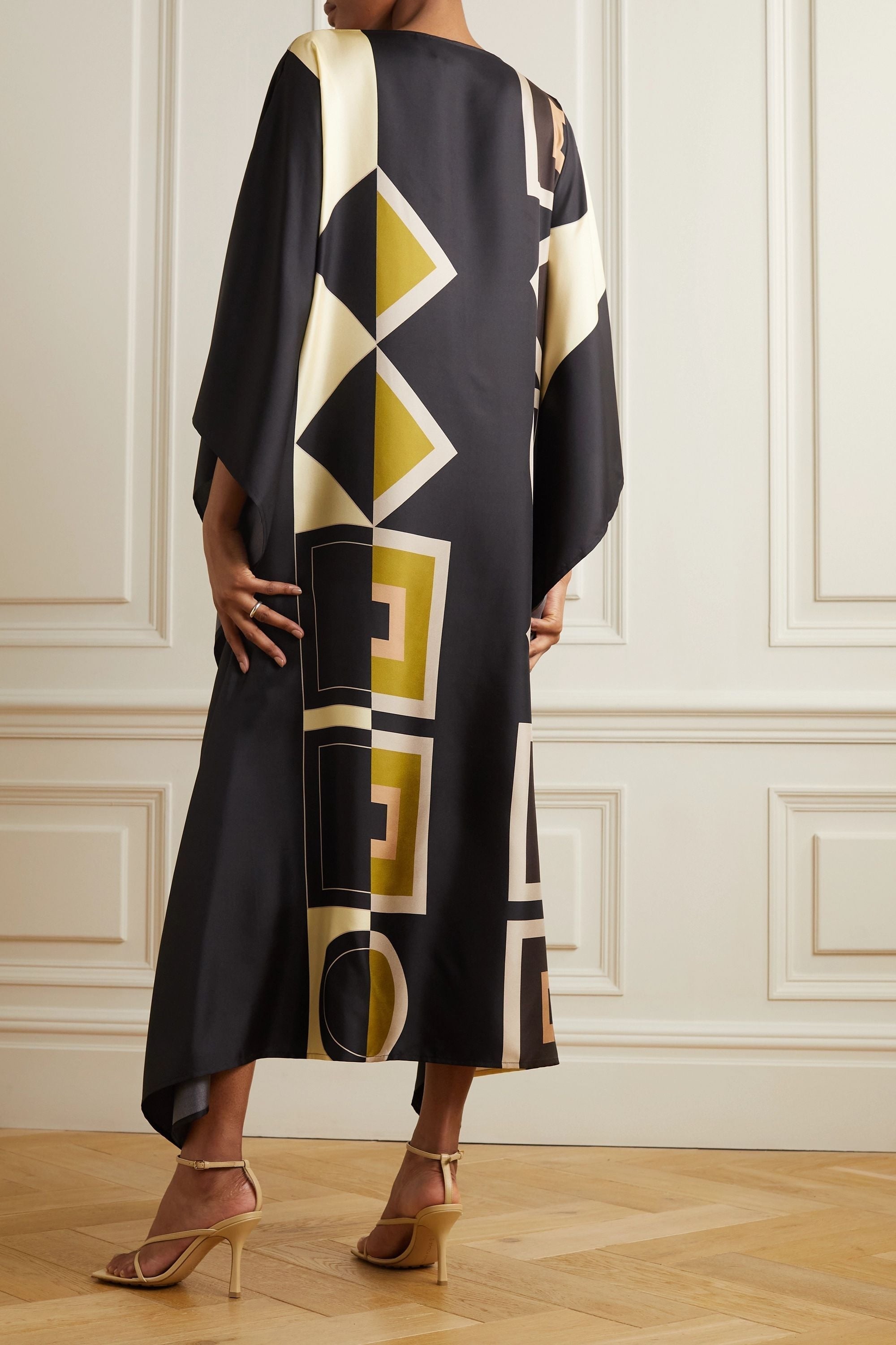Satin Silk Printed Caftan, Beach Wear Women's Kaftan