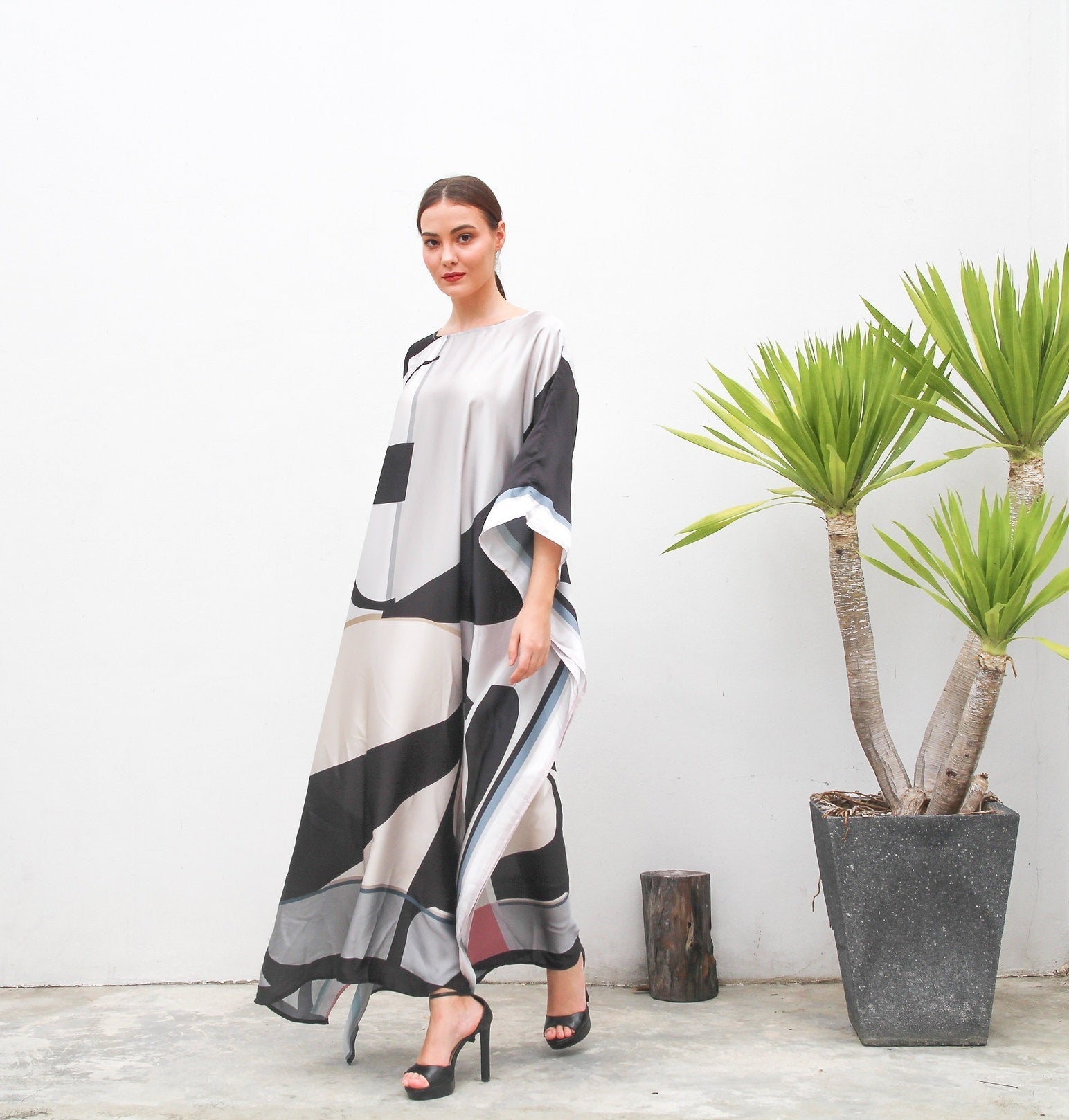 Designer Satin Silk Kaftan, Long Caftan For Women's