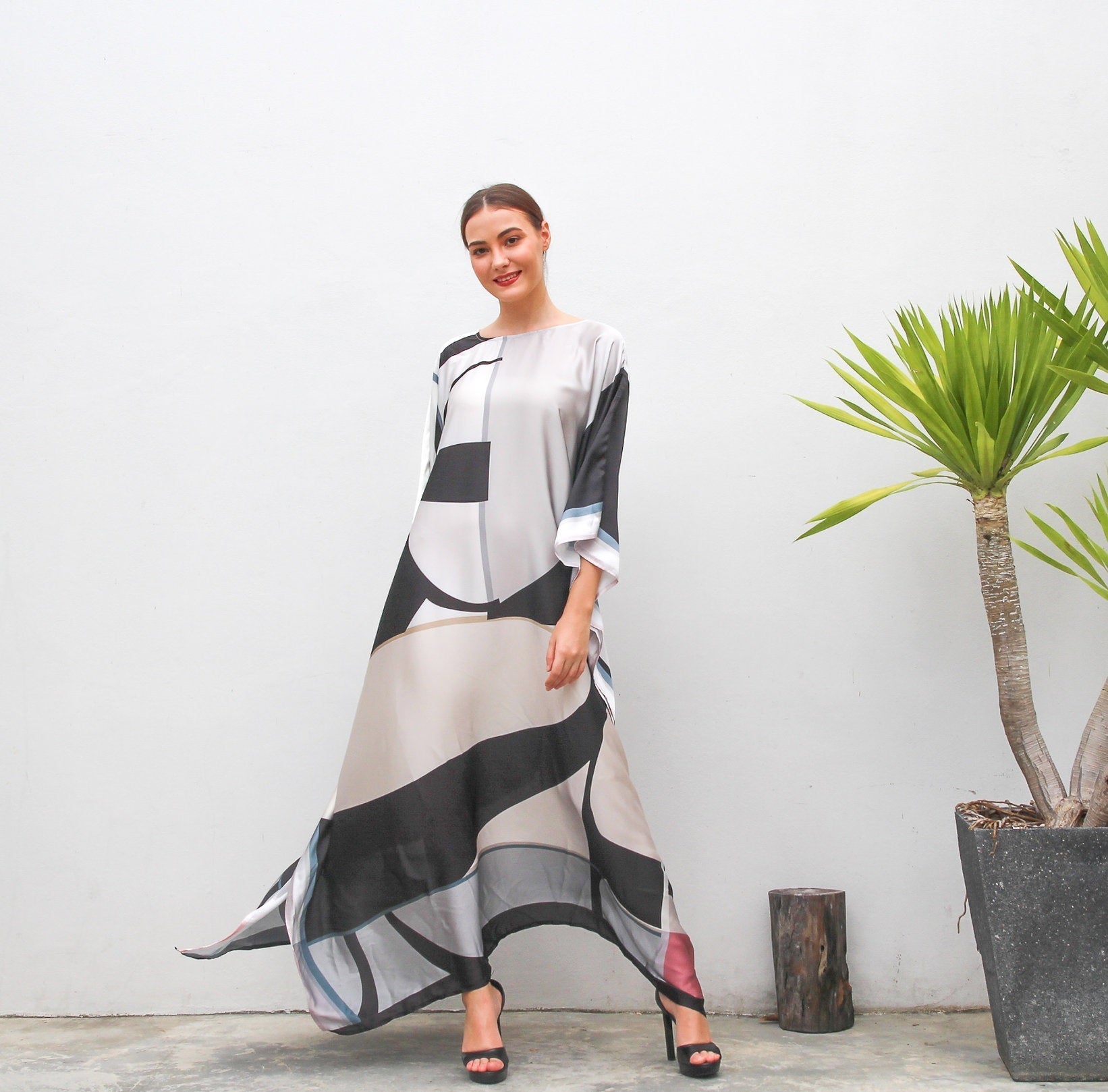 Designer Satin Silk Kaftan, Long Caftan For Women's