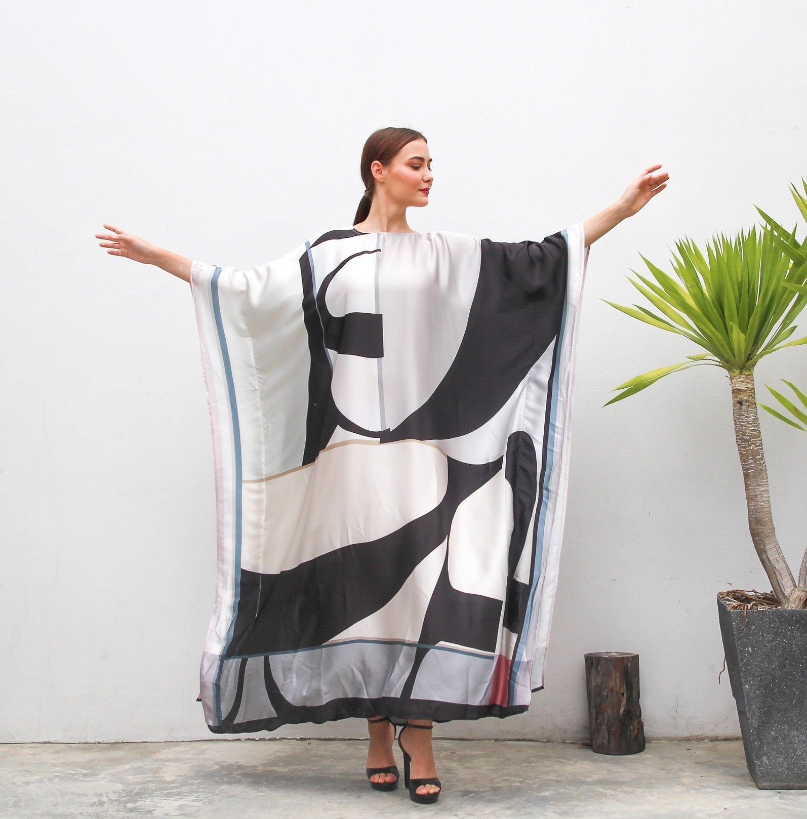 Designer Satin Silk Kaftan, Long Caftan For Women's