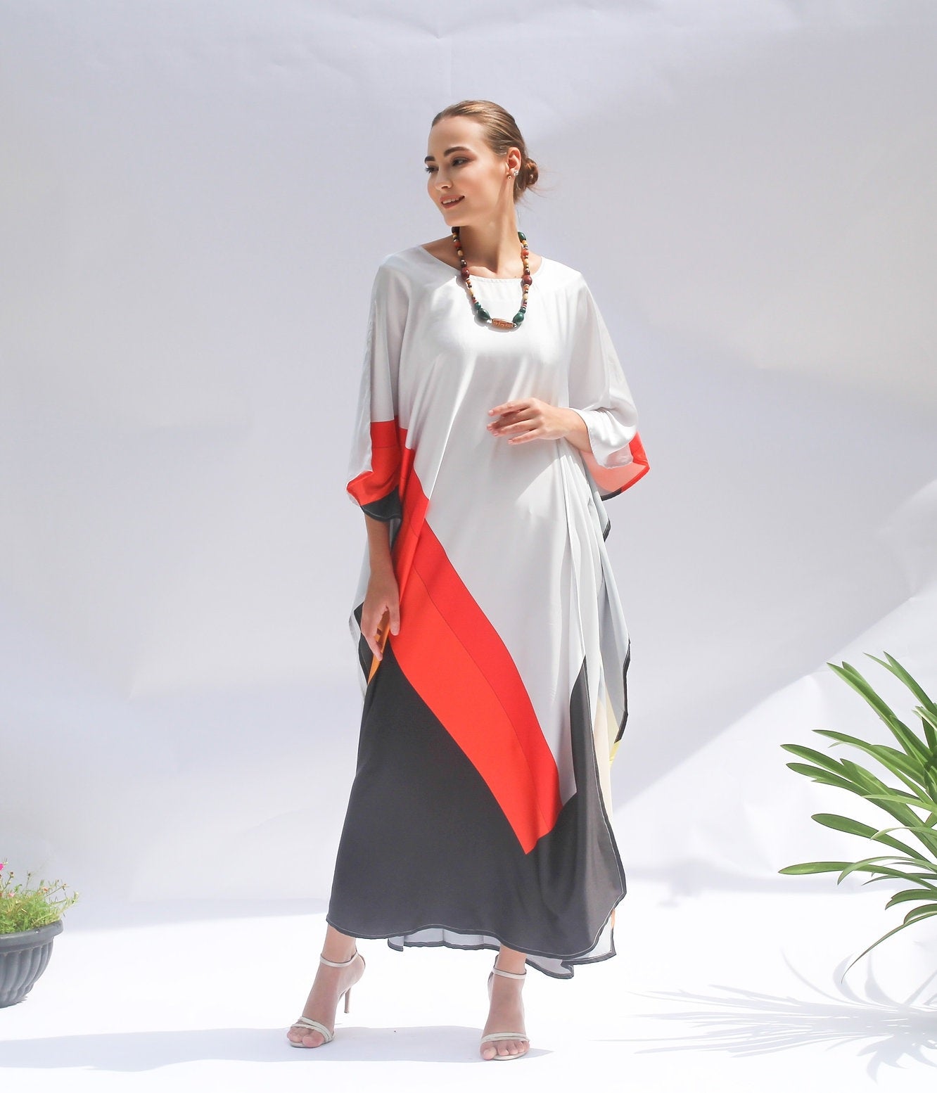 Satin Silk Kaftan, Summer Wear Long Caftan