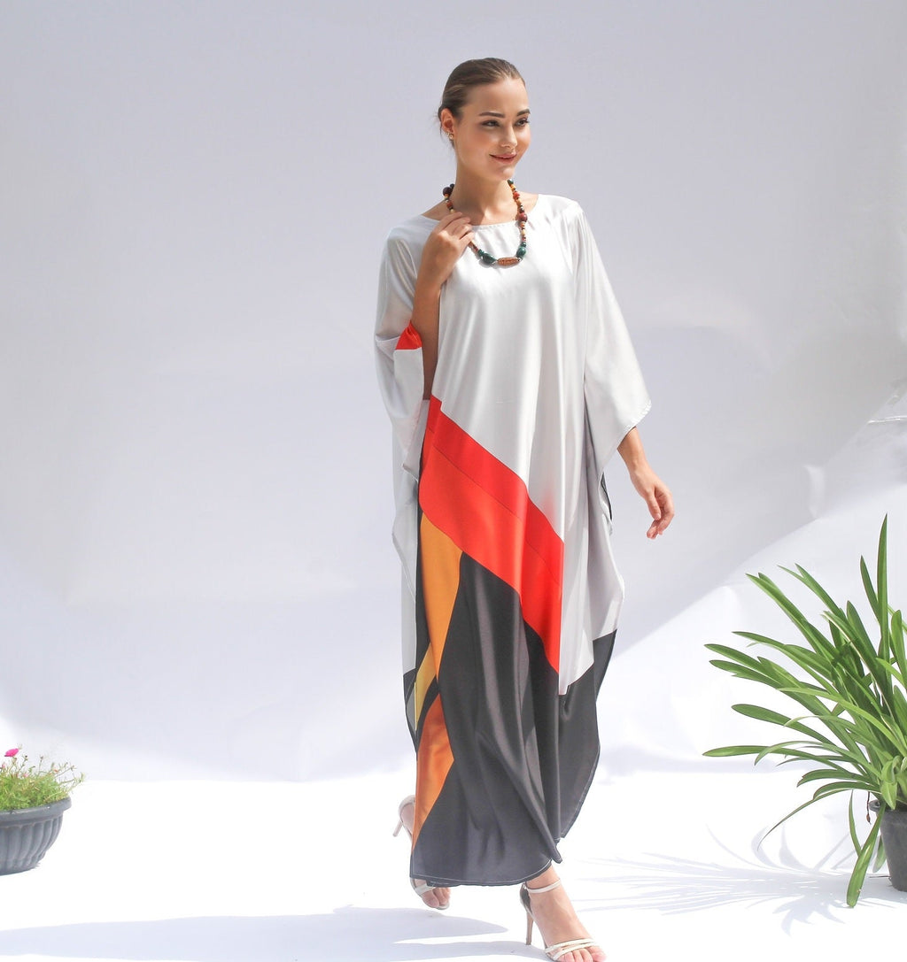 Satin Silk Kaftan, Summer Wear Long Caftan