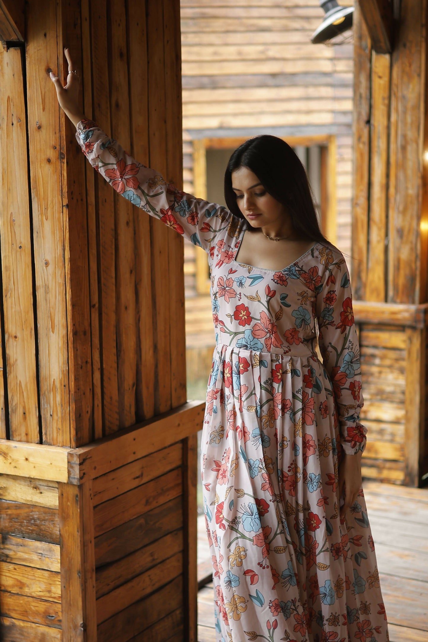 Aayaa Georgette Gown With Heavy Digital Print - Multi Color
